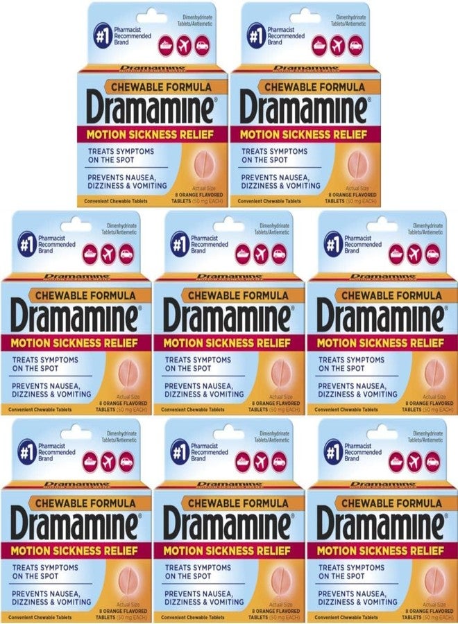 Dramamine Chewable Motion Sickness Relief, 8 Tablets Each (Pack of 8) - Image 1